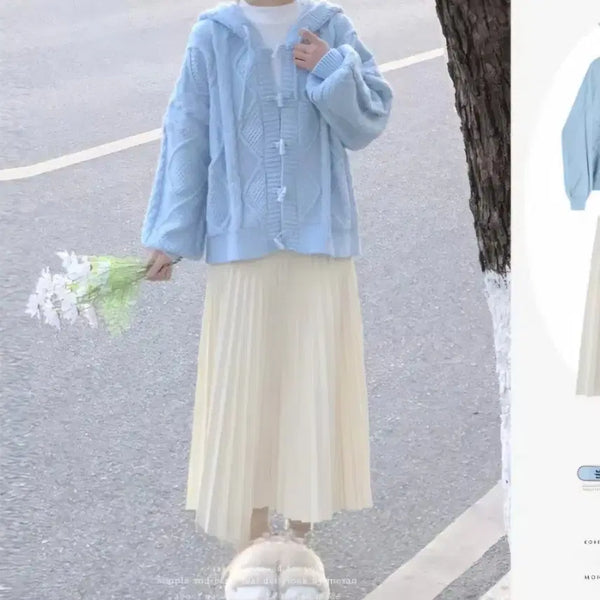 [BUNJANG] Casual Hooded Knit Cardigan / 캐주얼 후드 니트가디건