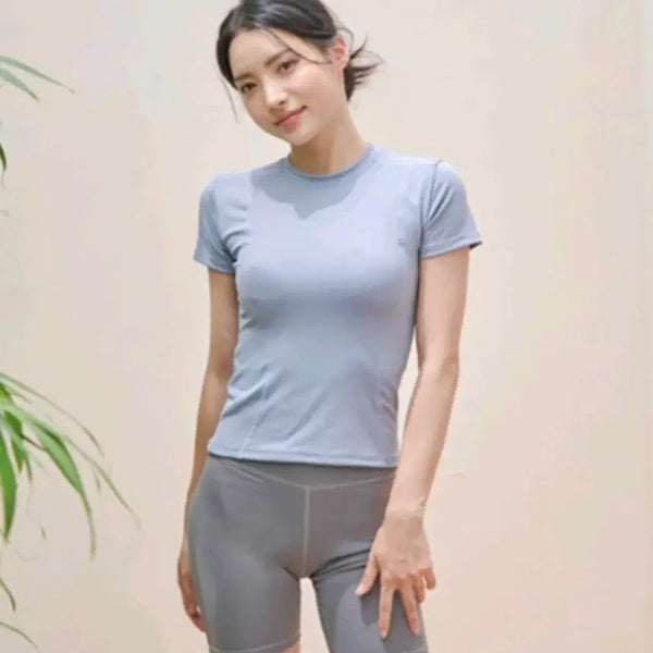 [BUNJANG] Women's Sky Blue Short Sleeve Yoga & Pilates Top / 새상품 요가 필라테스 스카이블루 반팔