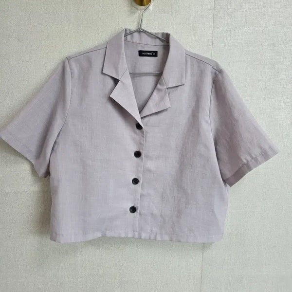 [BUNJANG] Hotping Women's Short Sleeve Short Shirt Lavender (77-88) / 핫핑 여성 반팔 숏 셔츠 라벤더 77-88 JJ2712