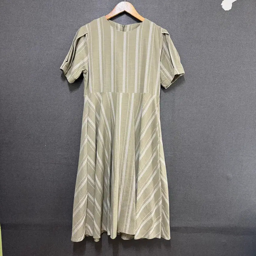 [BUNJANG] Women's Ethnic Short Sleeve Long Dress Khaki / F 여성 에스닉 반팔 롱원피스 카키 BO2286