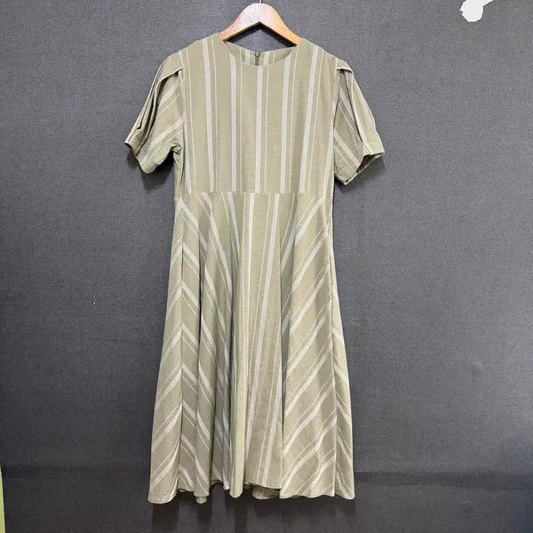 [BUNJANG] Women's Ethnic Short Sleeve Long Dress Khaki / F 여성 에스닉 반팔 롱원피스 카키 BO2286
