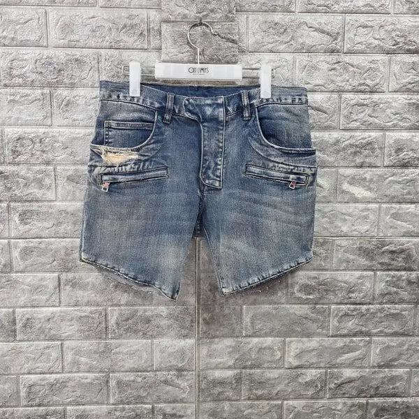 [BUNJANG] Balmain Distressed Denim Shorts (32 Inch Waist) / 발망 데님 반바지 블루  허리둘레 32인치