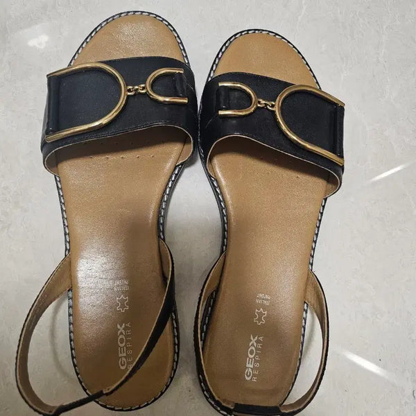 [BUNJANG] Jeox Women's Black Sandals with Gold Embellishments / 제옥스 여성 샌들 블랙 골드 장식