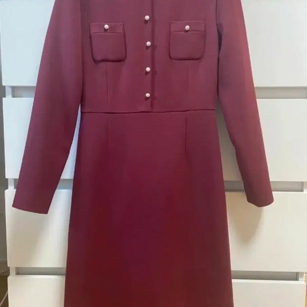 [BUNJANG] Lyn Pearl Button Dress / 린 진주단추 원피스