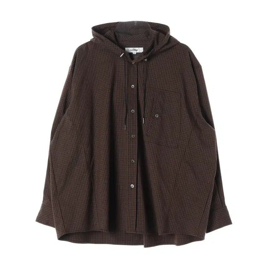 [BUNJANG] Allenne Oversized Check Pattern Hooded Shirt / 알렌느 오버핏 체크 패턴 후드 셔츠