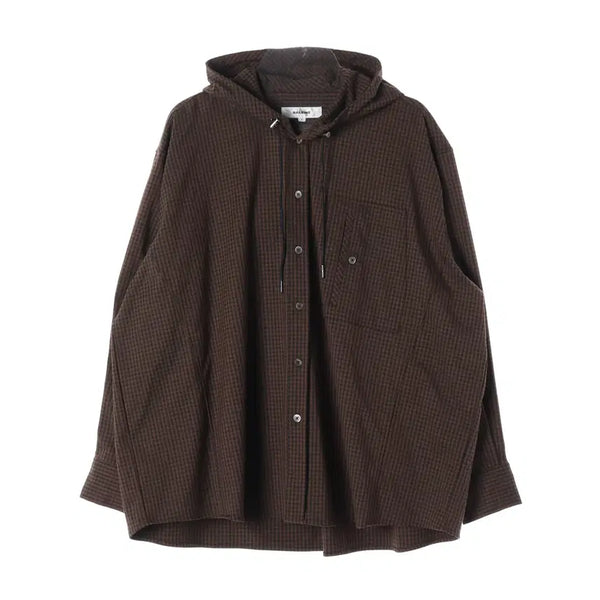 [BUNJANG] Allenne Oversized Check Pattern Hooded Shirt / 알렌느 오버핏 체크 패턴 후드 셔츠