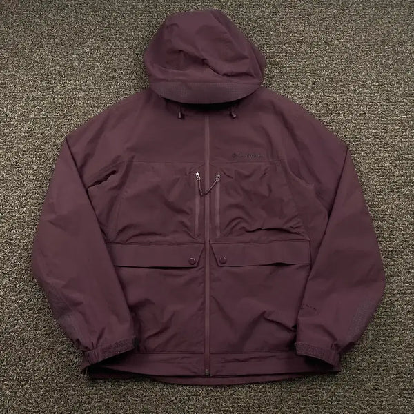 [BUNJANG] Columbia Embroidered Logo Windbreaker Jacket Burgundy / 컬럼비아 자수로고 윈드 버건디 바람막이 자켓