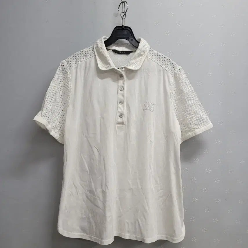 [BUNJANG] Daks Women's White Collar T-Shirt / 105)닥스 여성 골프웨어 흰색 카라티