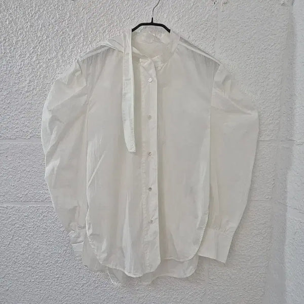 [BUNJANG] System White Shirt Tie Blouse / 한섬 시스템 화이트 셔츠 타이 블라우스