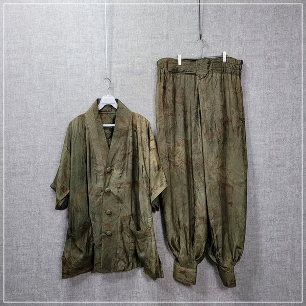 [BUNJANG] Men's Rayon Bandana Print Casual Wear Set - Khaki Brown / 2144. 카키브라운 나염 인견 생활복세트 남성용
