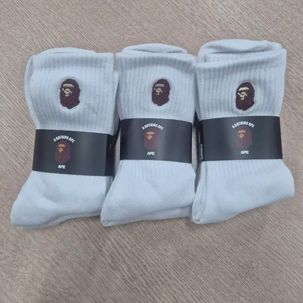 [BUNJANG] BAPE Socks White Set / 베이프 양말 화이트 39레