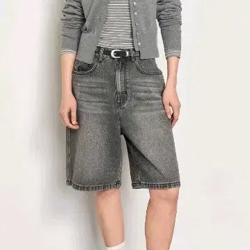[BUNJANG] General Idea Wide Bermuda Denim Pants Black M / 새상품)제네럴아이디어 와이드 버뮤다 데님 팬츠 블랙 M