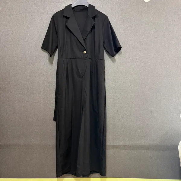 [BUNJANG] Women's Black Short Sleeve Jumpsuit BO2292 / F 여성 블랙 반팔 점프수트 BO2292