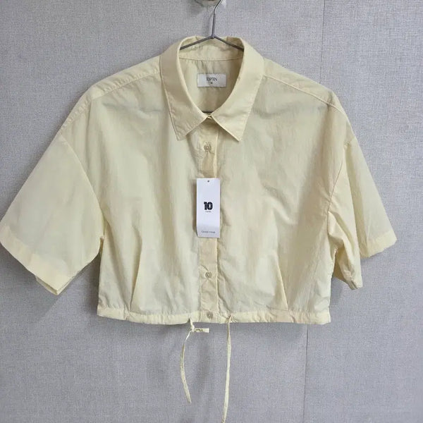 [BUNJANG] TOPTEN Women's Light Yellow Cropped Short Sleeve Shirt / 탑텐 여성 연노랑 크롭 반팔 셔츠 80 JJ2720