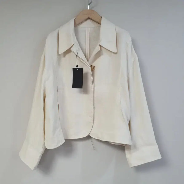 [BUNJANG] The Edge Cropped Linen Jacket Oatmeal / [새상품/77] 더엣지 크롭 린넨자켓 오트밀
