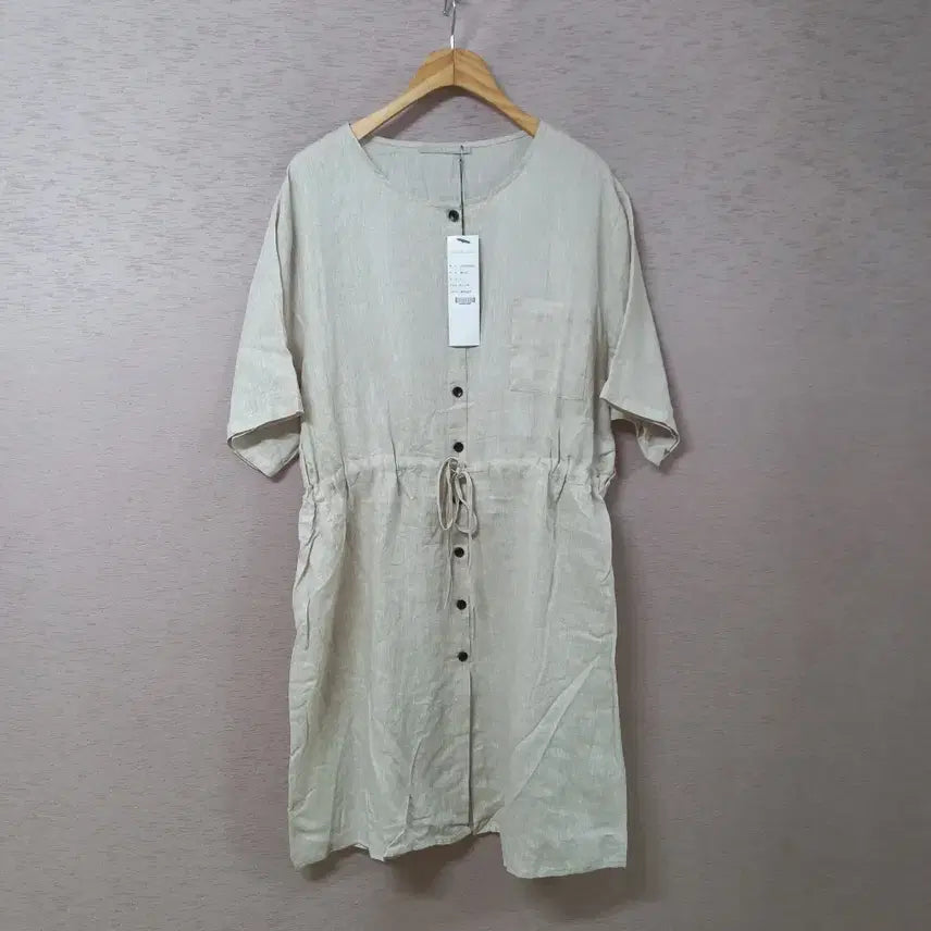 [BUNJANG] Women's Linen Dress - Beige / B7-8/러브앤쇼 허리끈조절 베이지  린넨  원피스 새제품 여성
