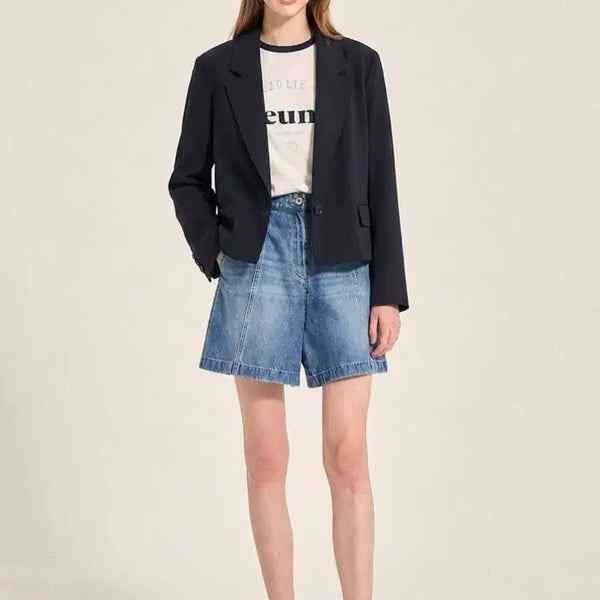 [BUNJANG] SJSJ Navy Single Crop Jacket Size 55 / (네이비색상 판매)SJSJ 싱글 크롭 자켓 55사이즈