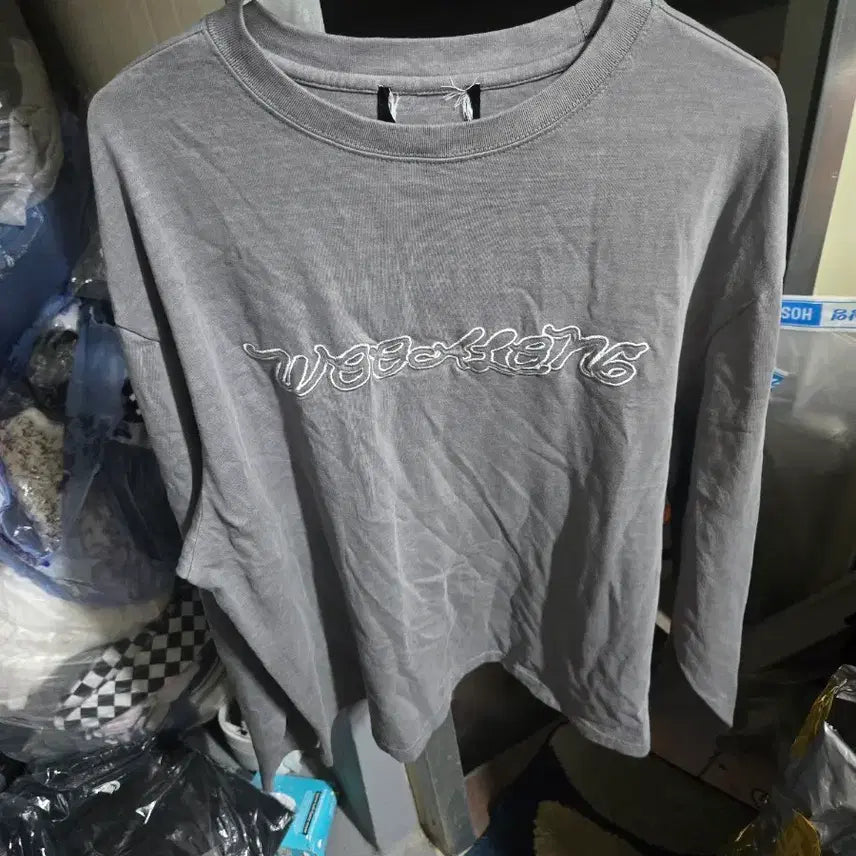 [BUNJANG] Wooalong Sweatshirt Gray Washed / 우알롱 맨투맨 그레이 워싱