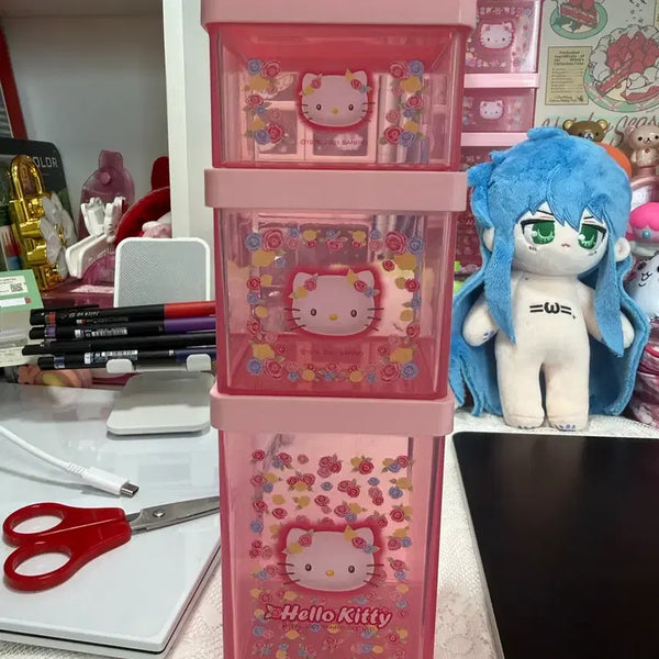 [BUNJANG] Sanrio Hello Kitty 3-Tier Storage Box Sticker Case Keychain Holder / 키티 3단 보관함 스티커통 키링보관