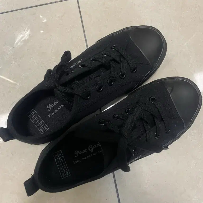 [BUNJANG] Poseganz Musubi All Black Canvas Shoes / 포즈간츠 무스비 올블랙 캔버스 240