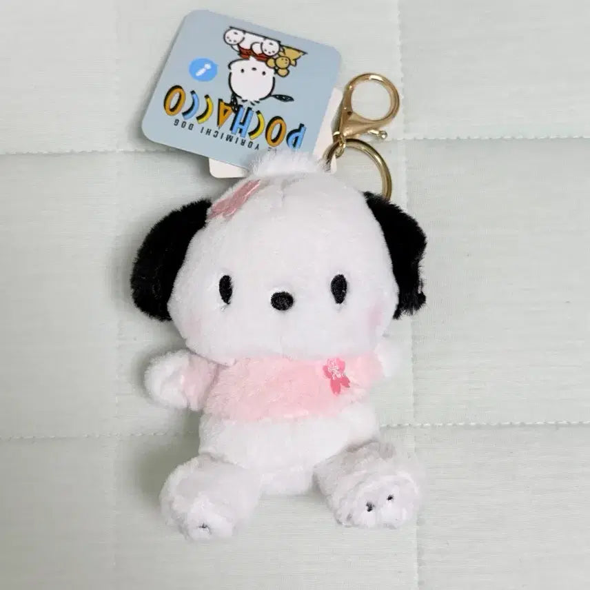 [BUNJANG] Sanrio Pochacco Cherry Blossom Mascot Doll Keychain / 산리오 포차코 벚꽃 마스코트 인형키링