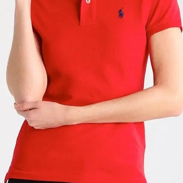 [BUNJANG] Polo Ralph Lauren Women's Short Sleeve Pique Polo Shirt - Red/Orange Mix - Size L / [1회착용,거의새것] 정품 폴로 랄프로렌 여성 반팔 피케 카라 티셔츠