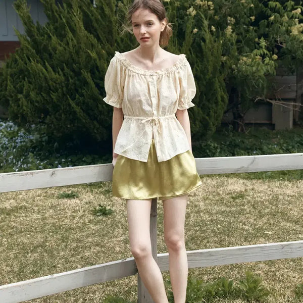 [BUNJANG] Hane Satin Shirring Skirt Pants / 하네  새틴 셔링 스커트 팬츠