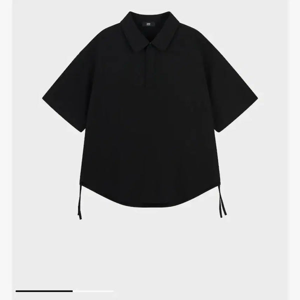 [BUNJANG] Ziozia Collection Half Zip Drawstring Collar T-shirt / 새상품,택포o) 지오송지오 컬렉션 하프 집업 드로우 스트링 카라 티셔츠