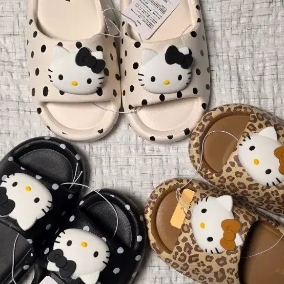 [BUNJANG] Hello Kitty Mule Slippers (Black/Beige/Leopard) / 헬로키티 뮬 슬리퍼 (블랙/베이지/레오파드)