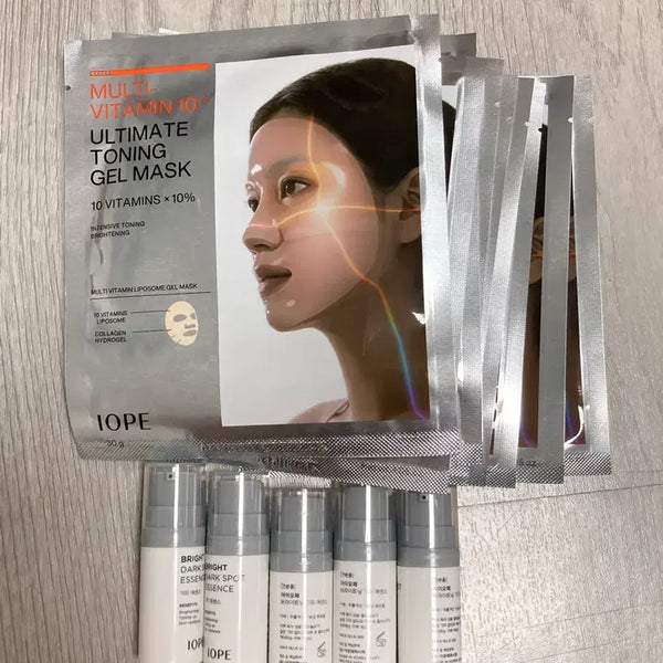 [BUNJANG] IOPE Multi-Vitamin Toning Gel Mask Set with Brightening Essence / 아이오페 멀티 비타민 토닝 겔마스크5개+에센스50ml
