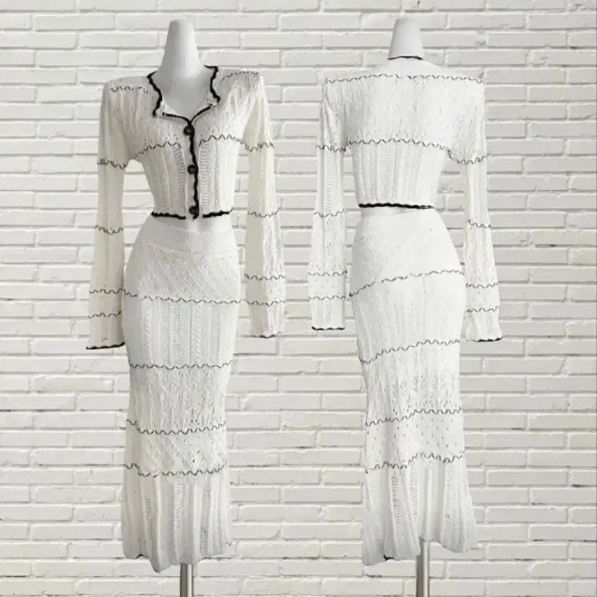 [BUNJANG] Knit Cardigan and Skirt Set / [무배]뜨개 니트 가디건 스커트 세트