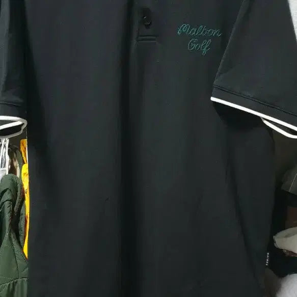 [BUNJANG] Malbon Golf Short Sleeve Polo Shirt Black M / 말본 골프 반팔 카라티 블랙 M