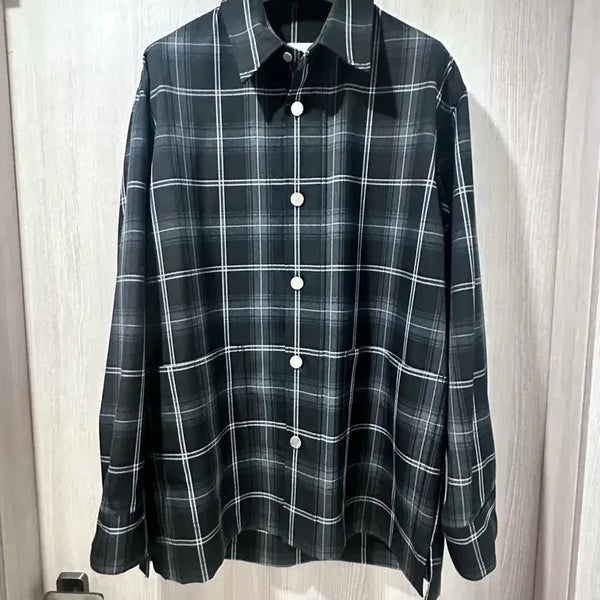 [BUNJANG] Solid Homme Outer-Style Checkered Shirt Black / 솔리드옴므 명작 아우터형 체크셔츠 블랙
