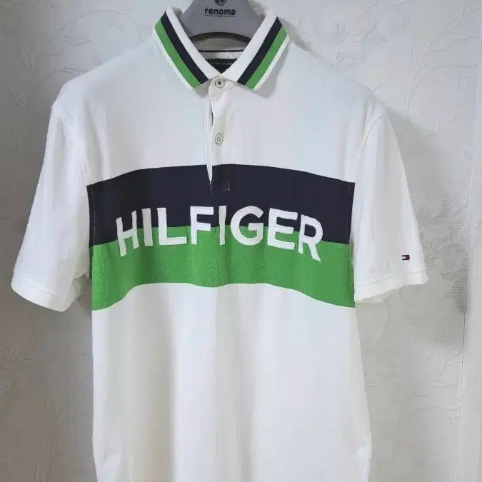 [BUNJANG] Tommy Hilfiger Stretch Short Sleeve Polo Shirt White/Navy/Green / 타미힐피거 스트레치 반팔 티셔츠 105