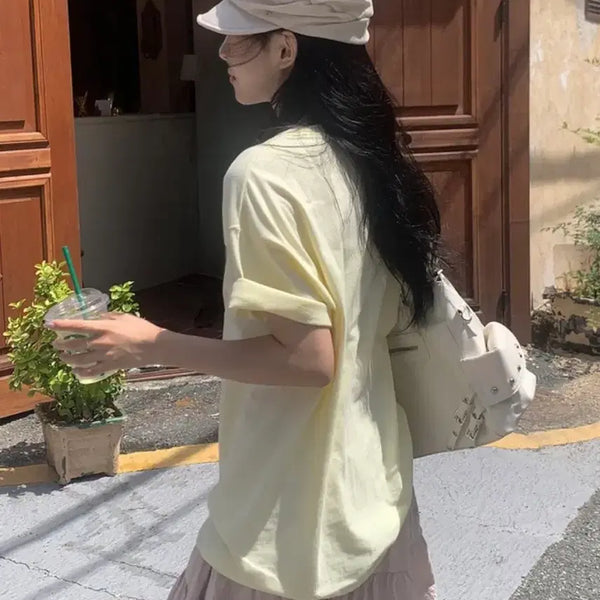 [BUNJANG] Renit Printing Oversized Short-Sleeve T-Shirt / 지그재그 레닛 프린팅 오버핏 반팔티셔츠