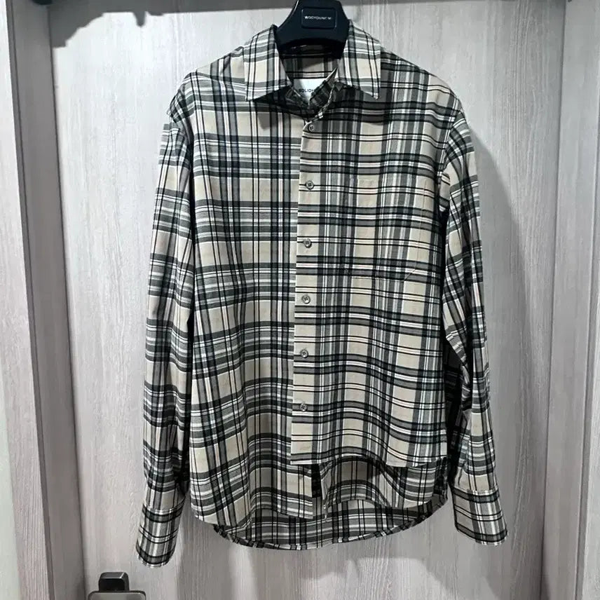 [BUNJANG] Solid Homme Checkered Outer Shirt Beige / 솔리드옴므 체크셔츠 아우터 일명 솔버리