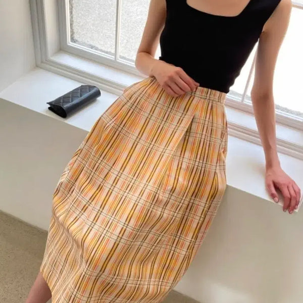 [BUNJANG] ORR/S Jacquard Check Long Skirt / [ORR/S] 오르 고급 자카드 체크 풀 롱스커트