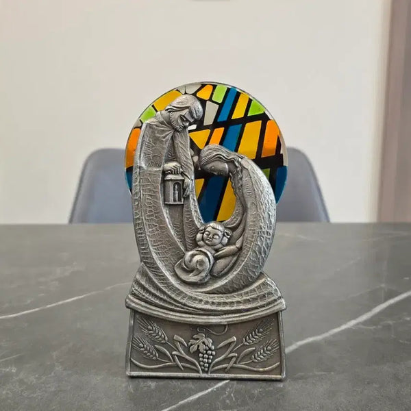 [BUNJANG] Vintage Pewter & Stained Glass Holy Family Ornament / 빈티지 주석 성가정 장식품
