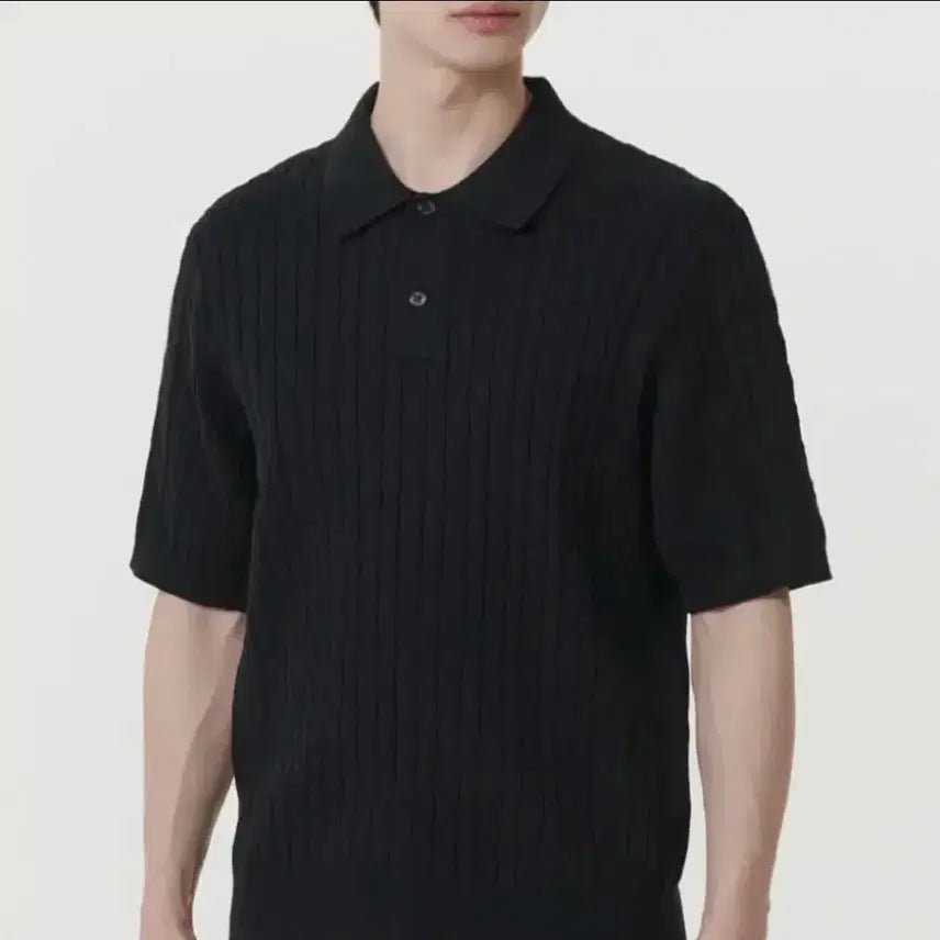 [BUNJANG] Musinsa Standard Muto Standard Cable Knit Polo Shirt Black / 무신사스탠다드 무탠다드 케이블니티드 폴로셔츠 블랙 니트반팔 M