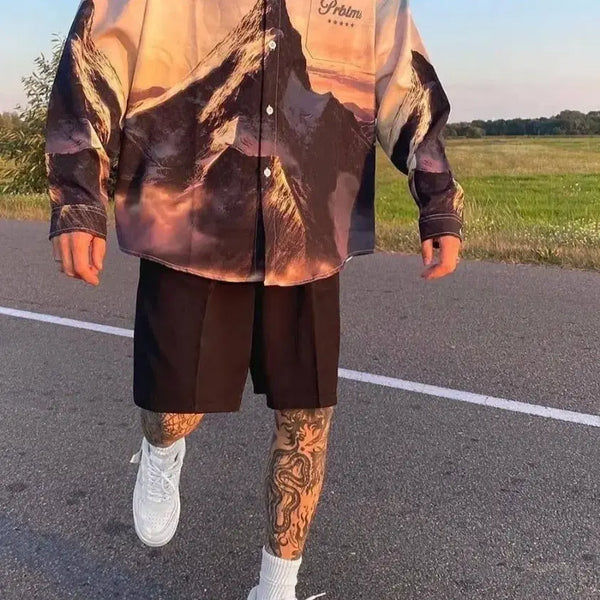 [BUNJANG] PRBLMS Printed Mountain Pattern Long-Sleeve Shirt / PRBLMS 프린팅 패턴 셔츠