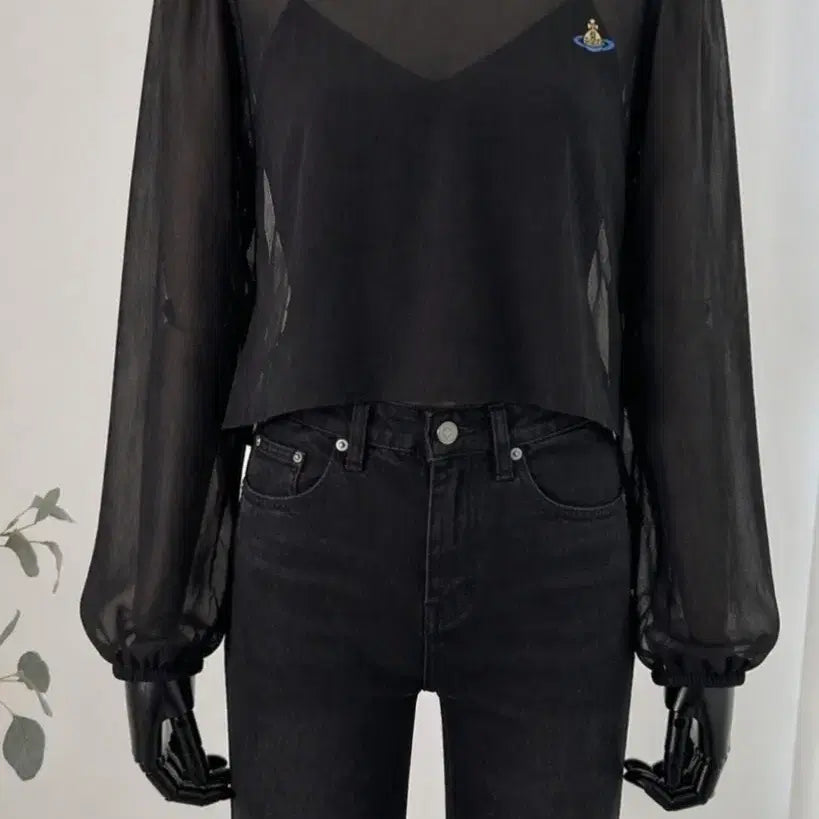 [BUNJANG] Vivienne Westwood Sheer Puff Blouse with Camisole Set / 비비안웨스트우드 시스루 퍼프 블라우스 + 나시 세트