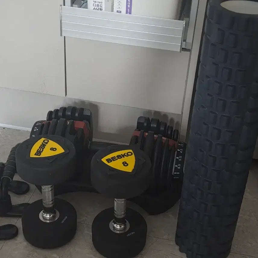 [BUNJANG] Home Fitness Equipment Set with Dumbbells, Push-up Bar, and Foam Roller / 운동기구 세트