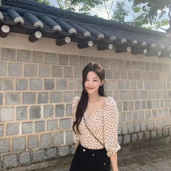 [BUNJANG] JENNIE O Dot Blouse - S (New) / 제니오 도트 블라우스 s (새상품)