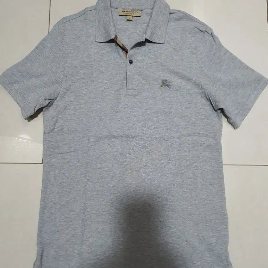 [BUNJANG] Burberry Oxford Short Sleeve Polo Shirt - Grey Melange / 버버리 옥스포드 셔츠 그레이 멜란지 8004582