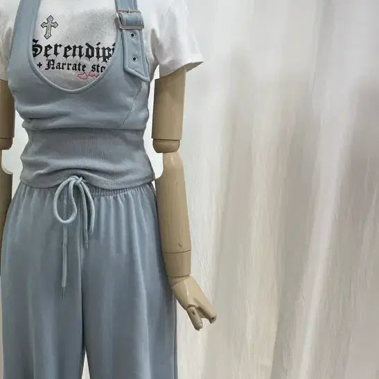 [BUNJANG] Halter Neck Sleeveless Top & Distressed Pants Set / 홀터넥 나시 홀터넥세트 트레이닝트 나시세트 구제팬츠 구제트레이닝