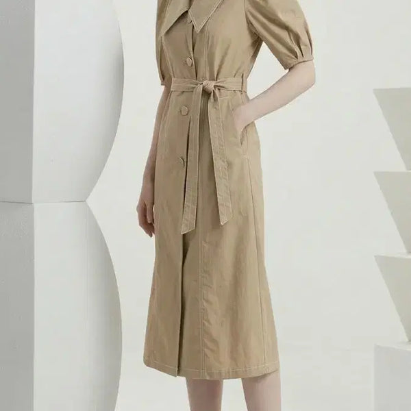 [BUNJANG] 21 Time Big Collar Belted Dress / 21 타임 빅칼라 벨티드 원피스