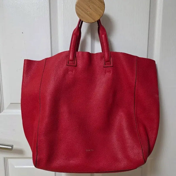 [BUNJANG] Calvin Klein Red Genuine Leather Tote Bag / 캘빈클라인 레드 천연가죽 토트백