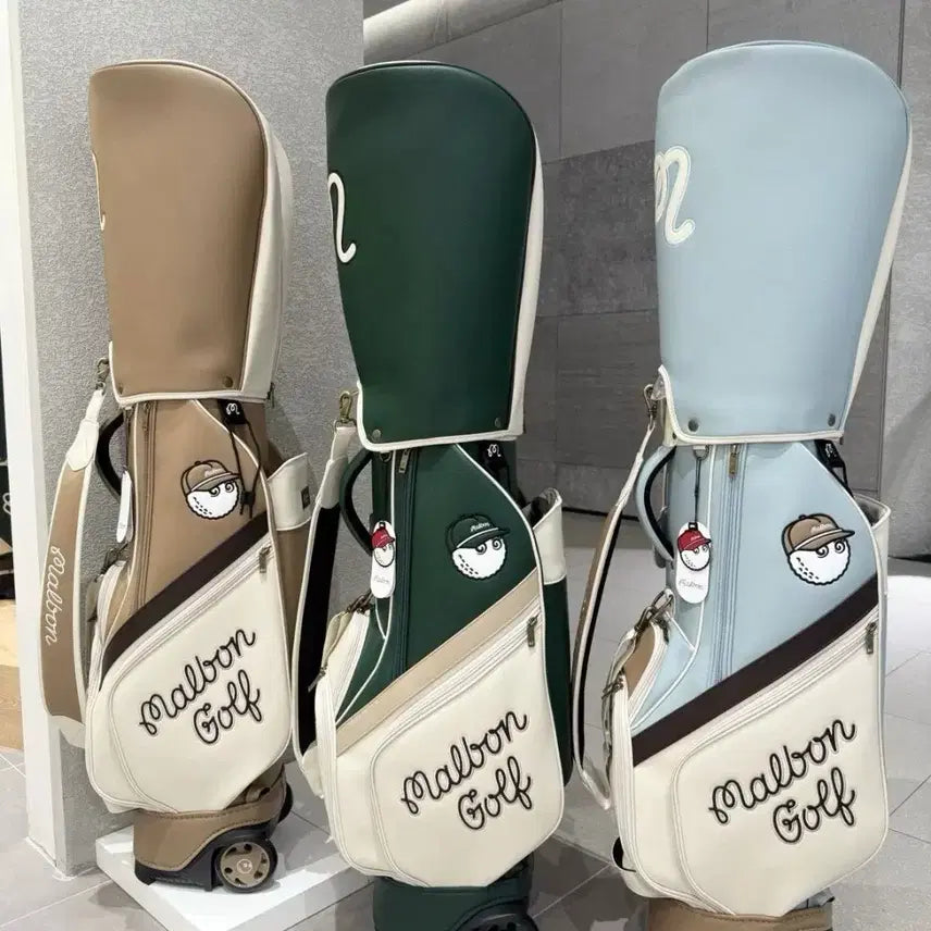 [BUNJANG] Malbon Colorblock Trolley Caddy Bag with Wheels / 국내배송) 말본 트롤리 캐디백 컬러블록 골프백 휠백 바퀴 골프 가방