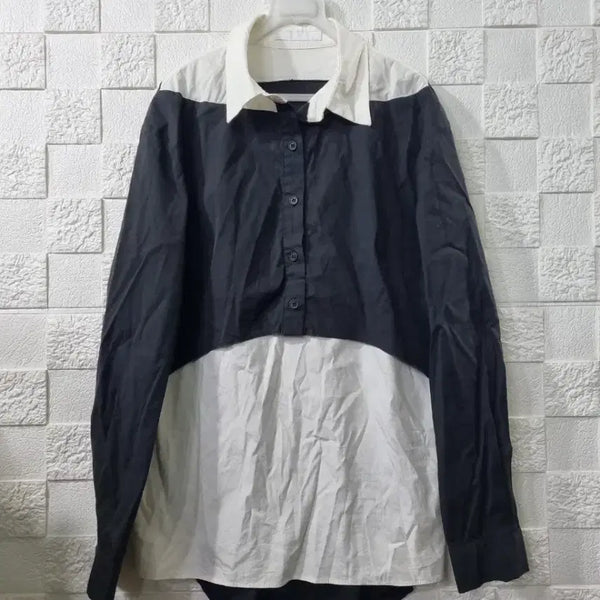 [BUNJANG] Color Block Shirt / 블랙 화이트 배색 셔츠