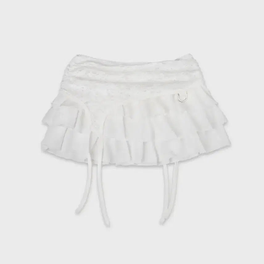 [BUNJANG] Elfel Elfel Elfel Archives Lace Frill Skirt Ivory / 엘프엘프엘프 아카이브스 레이스 가터 프릴 스커트 아이보리
